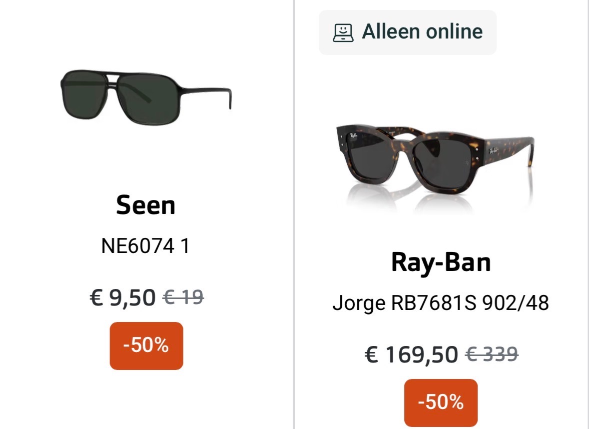 Outlet op zonnebrillen Pearle