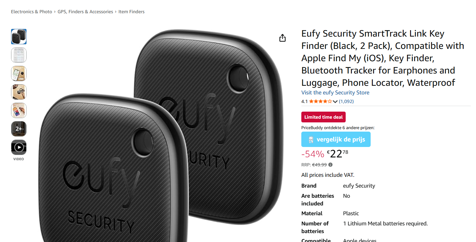 Eufy Security SmartTrack Link-sleutelzoeker