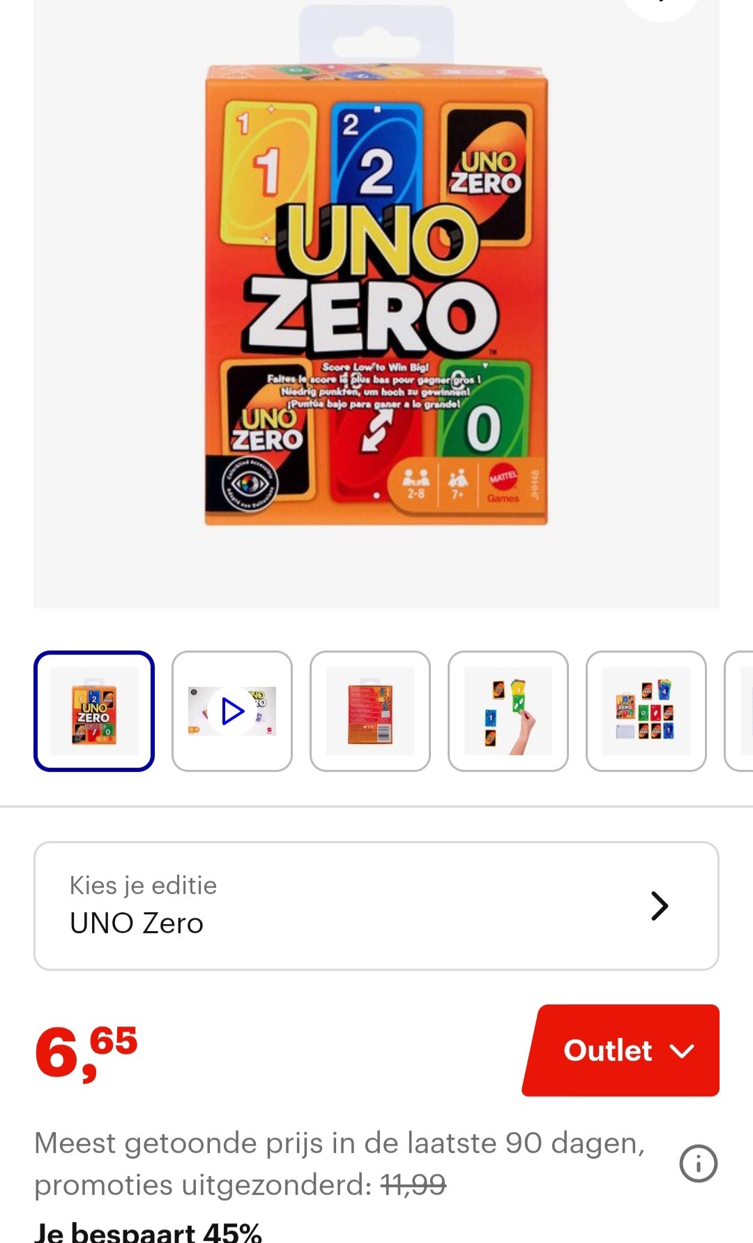 Mattel Games UNO Zero -45%