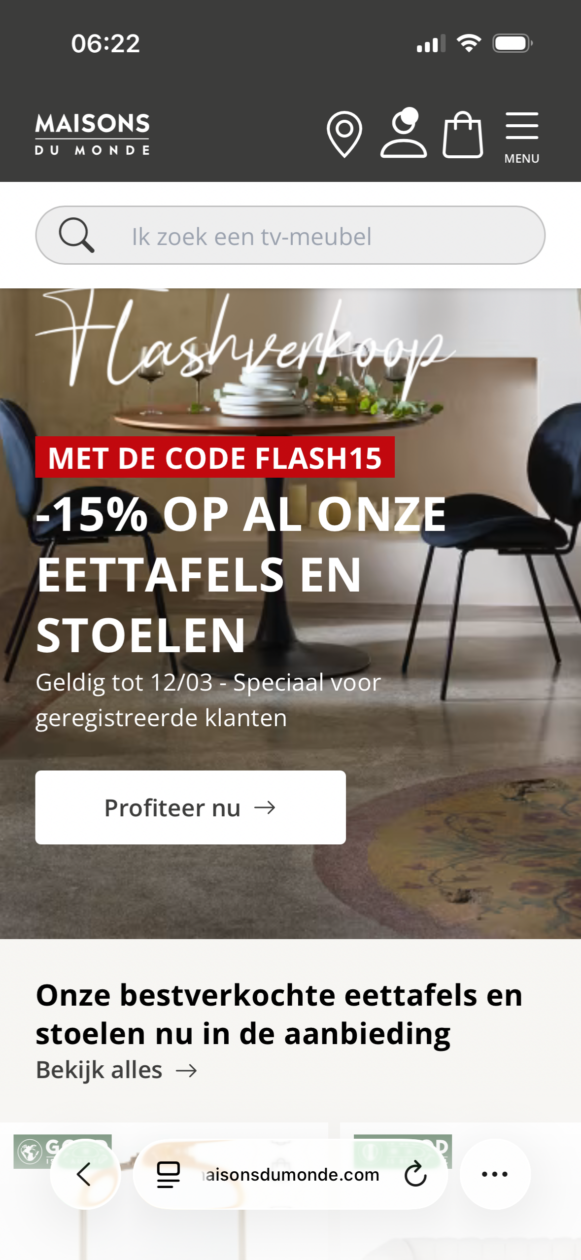 Flashverkoop op stoelen en tafels