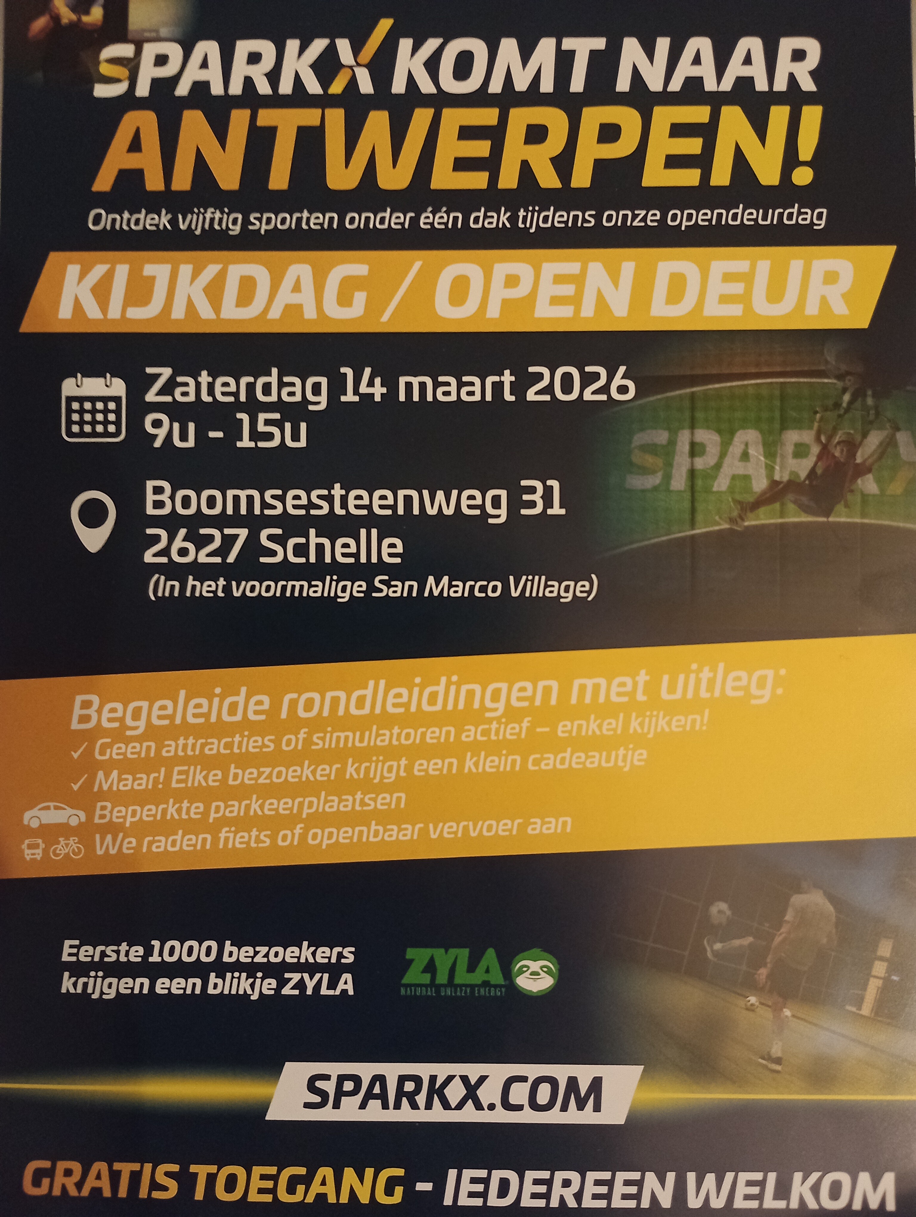Gratis blikje Zyla opendeurdag/kijkdag bij Sparx Antwerpen