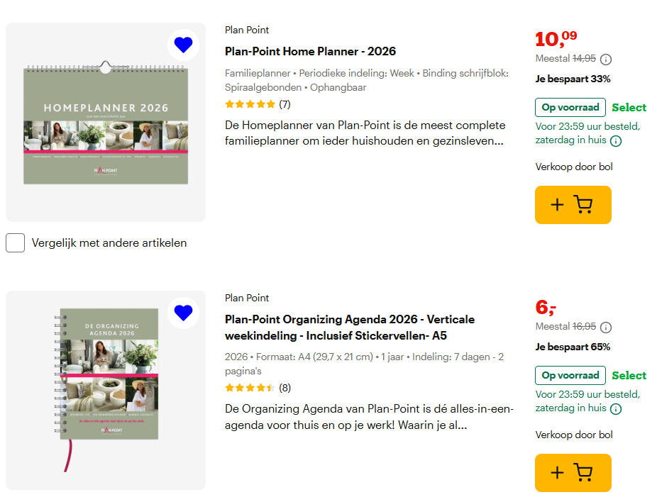 Plan-point agenda & planner aan hoge korting bij Bol