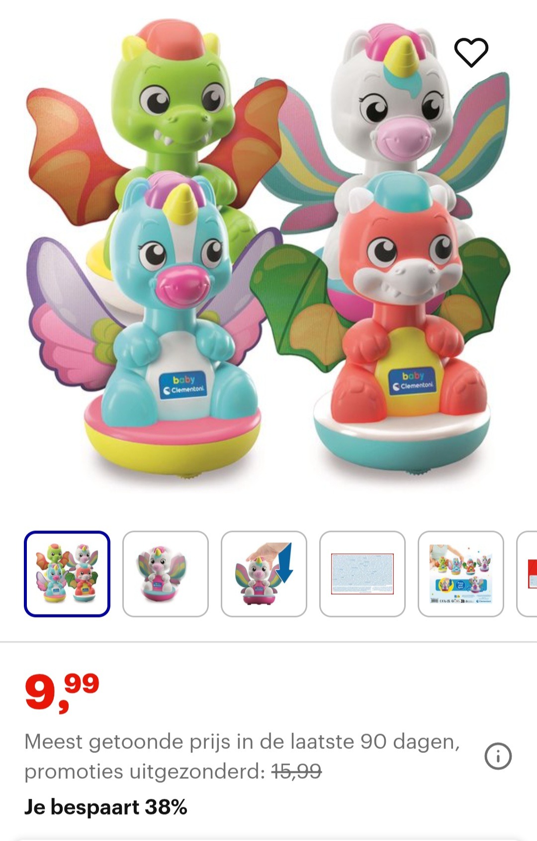 Clementoni Baby Spin & Dream Tol Eenhoorn en draakje -38%