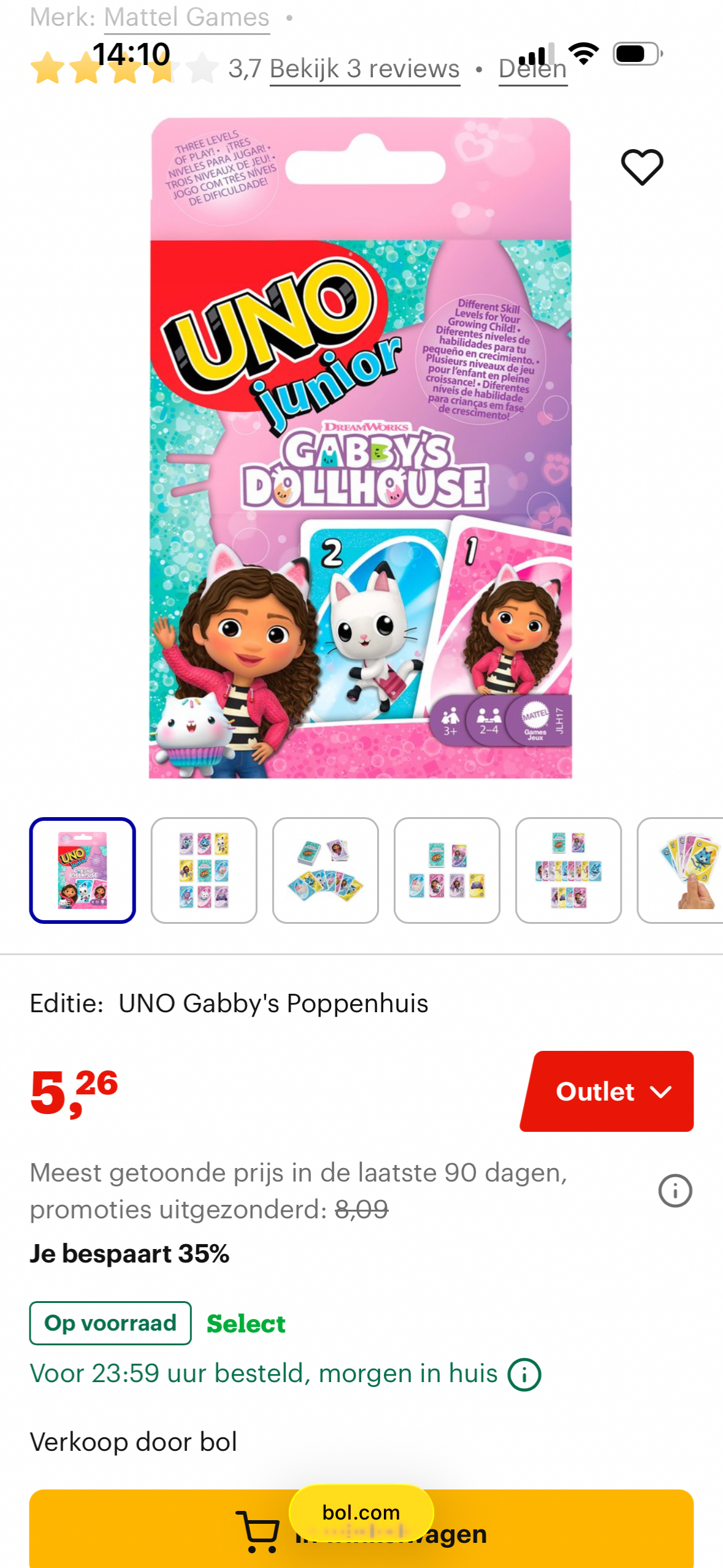 Mattel Games - UNO junior DreamWorks Gabby's Poppenhuis Kaartspel -35%