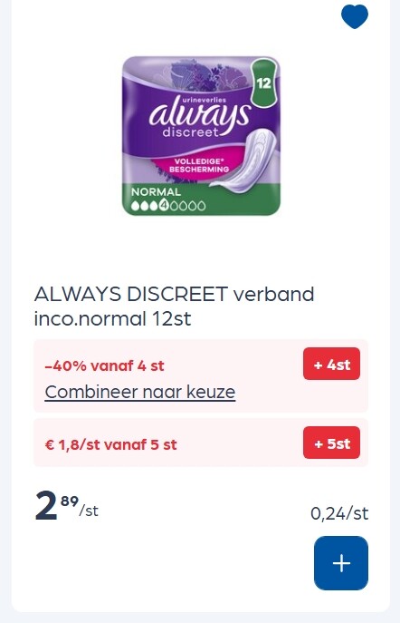 Always producten goedkoper met 40% korting bovenop