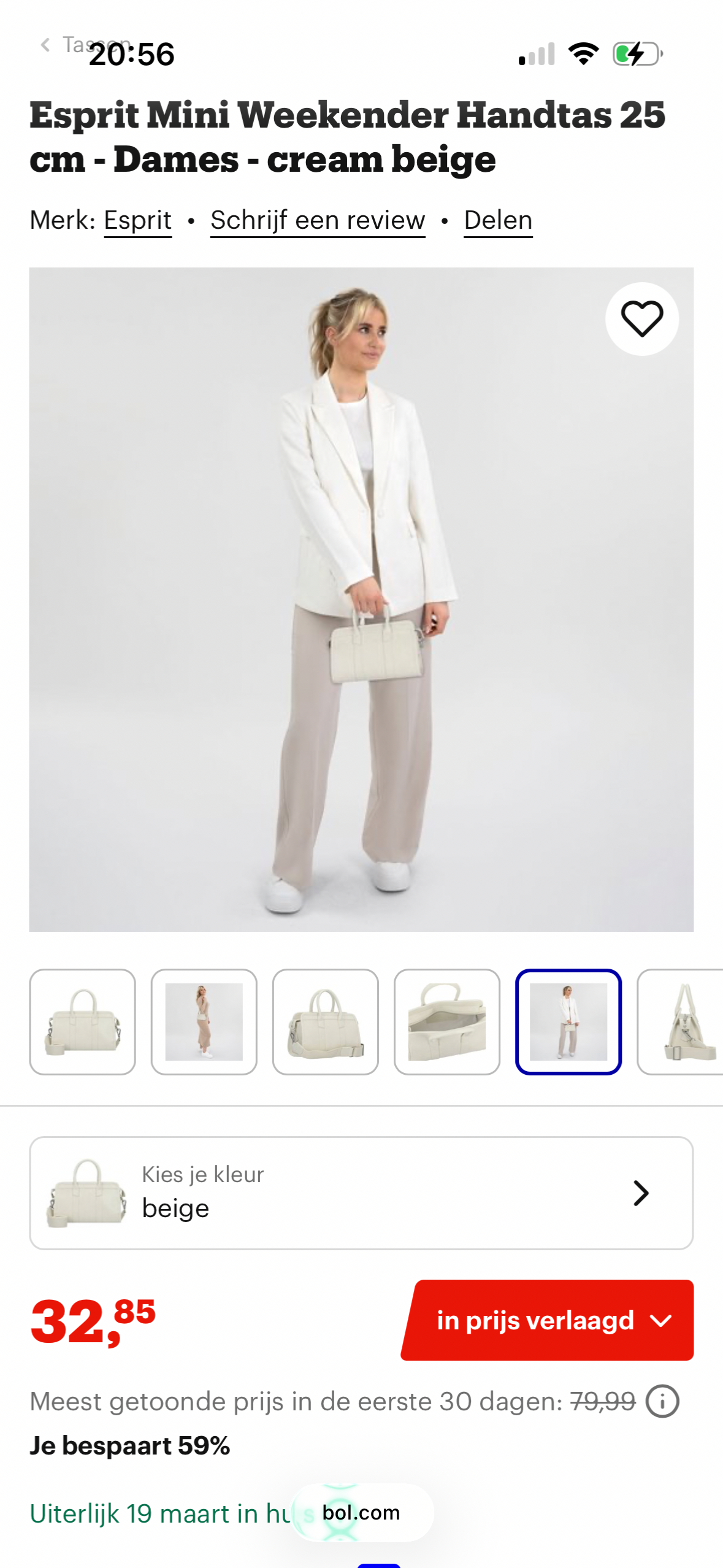 Esprit Mini Weekender Handtas 25 cm -59%