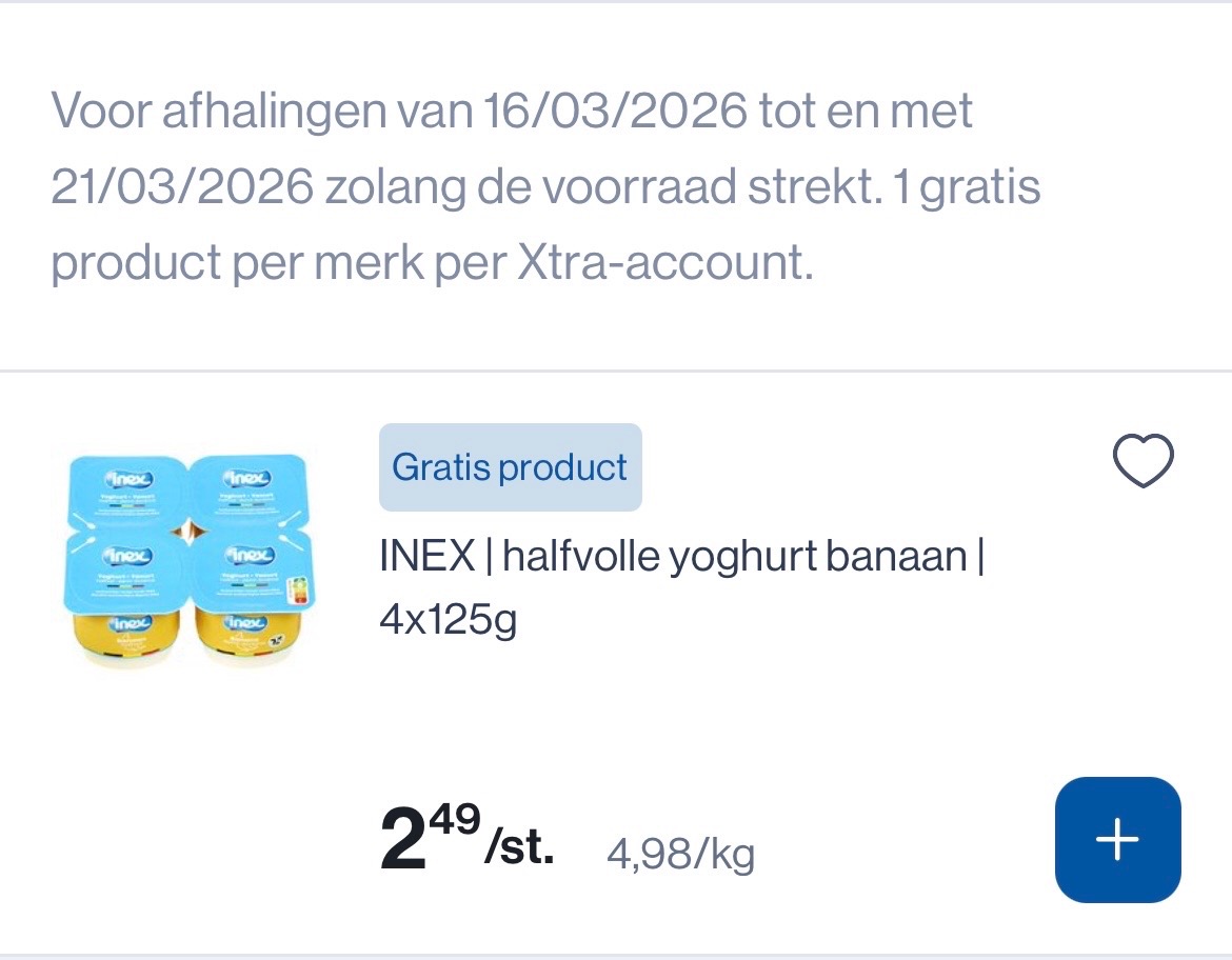 Gratis Inex yoghurt banaan 4x125 gram bij Collect en go