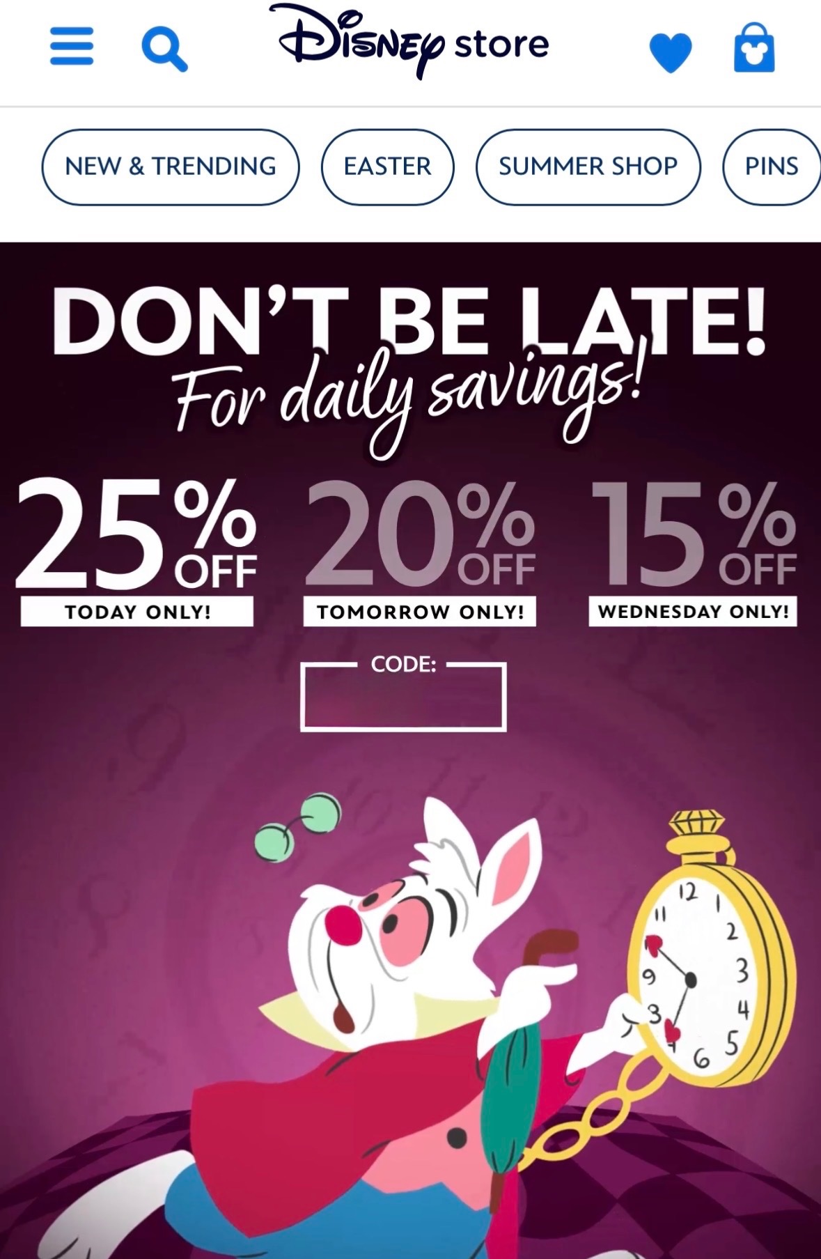 Kortingscode Disneystore