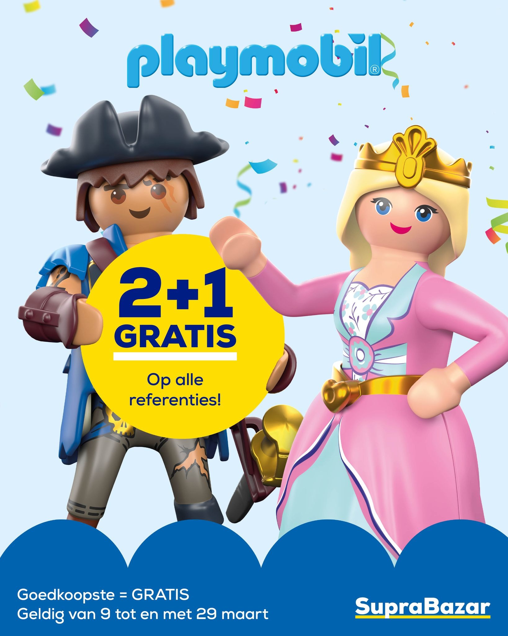 2+1 gratis op alle Playmobil bij Supra Bazar ☀️