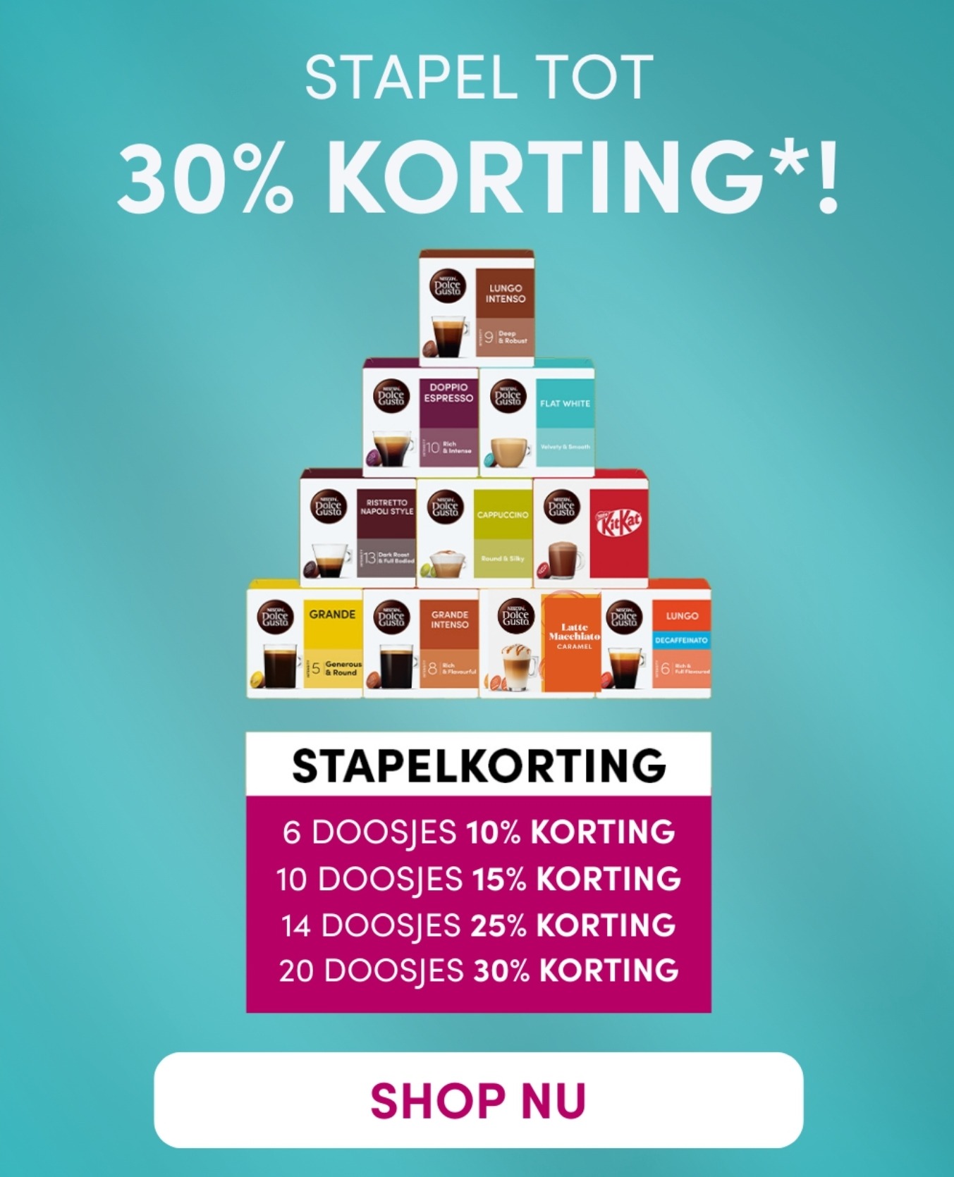 Stapelkorting tot wel 30% op Dolce Gusto capsules