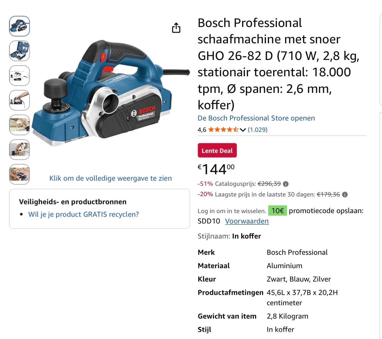Bosch Professional schaafmachine met snoer -51%