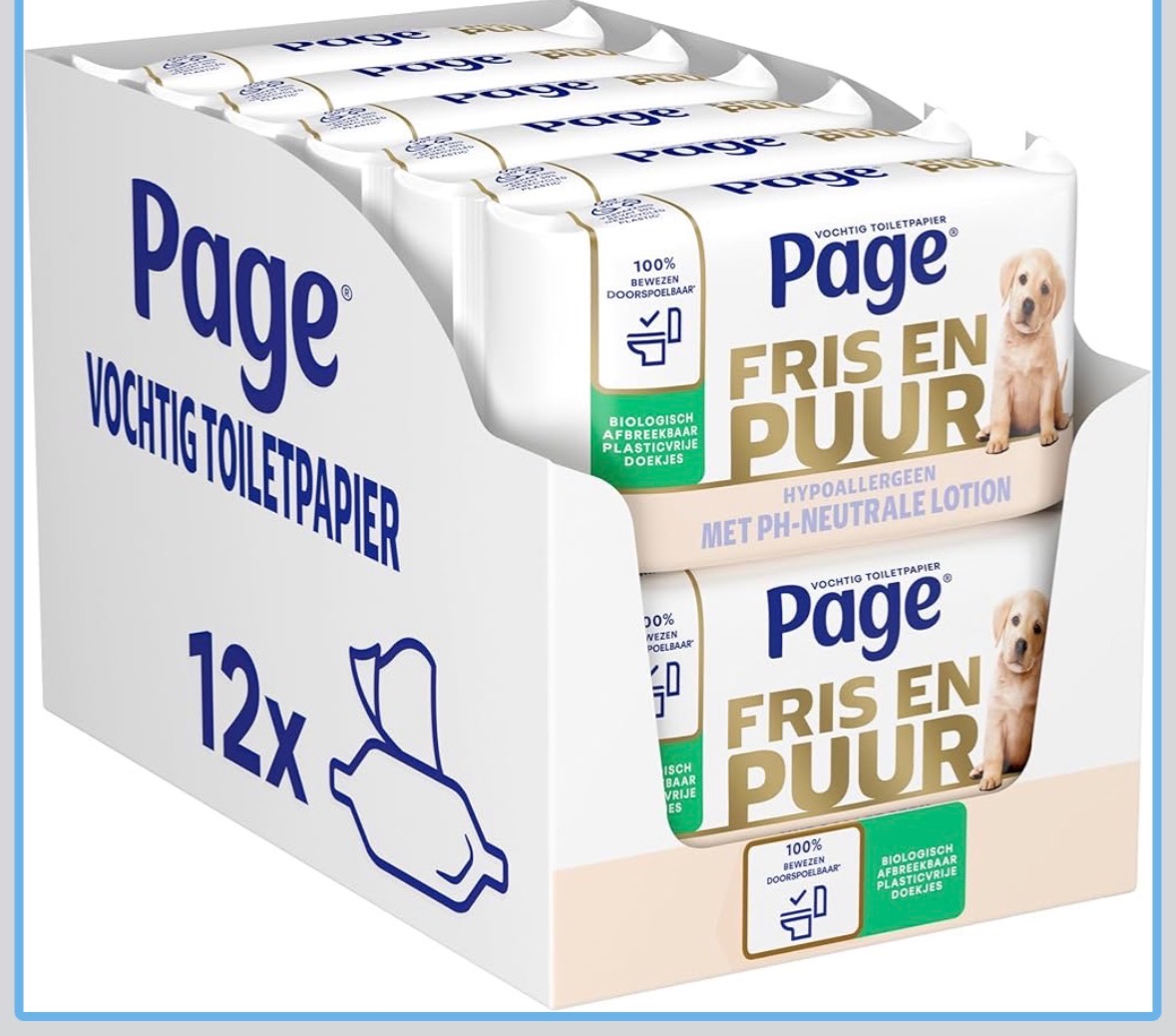 Page vochtig toiletpapier