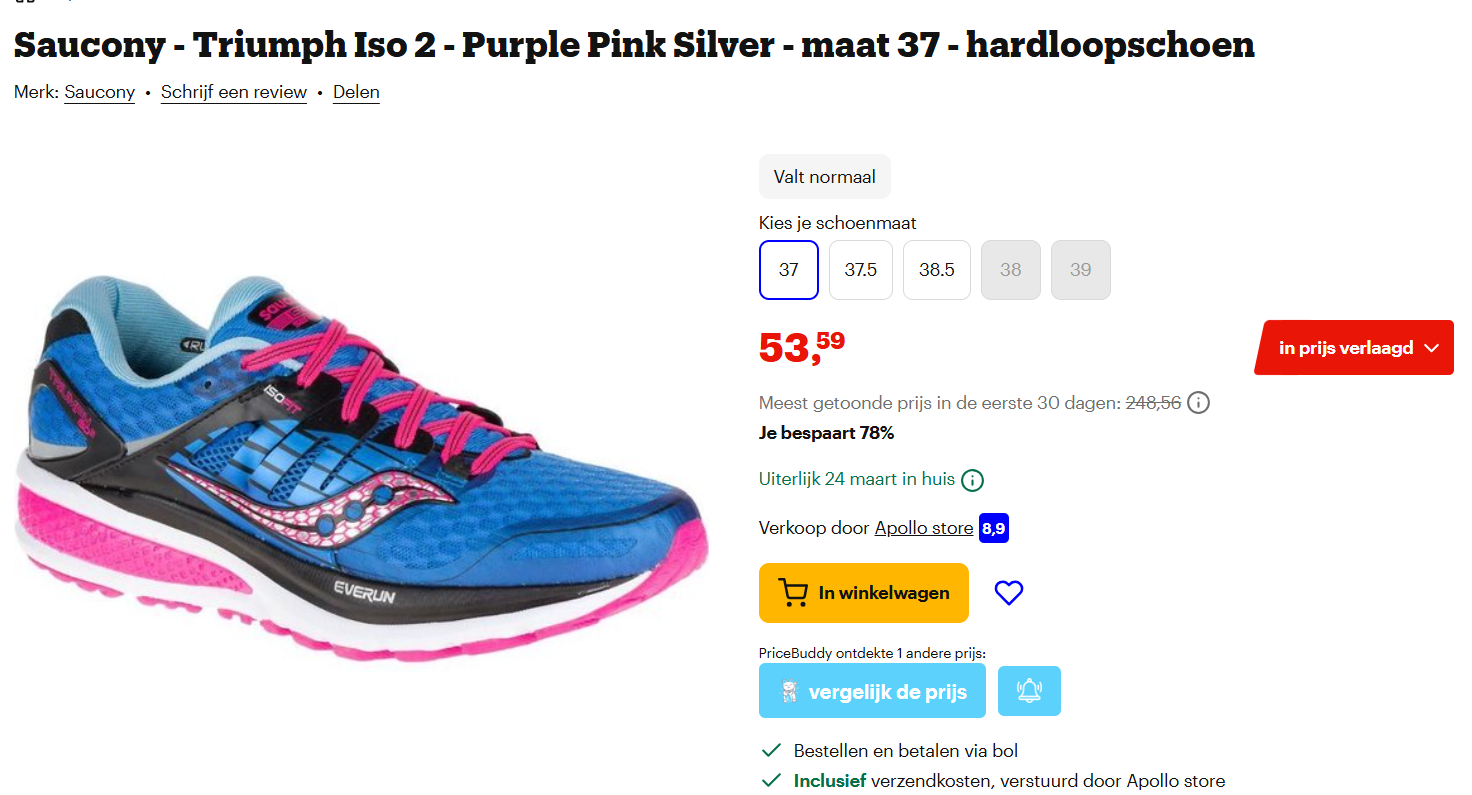 Hardloopschoen: Saucony - Triumph Iso 2 dames - maat 37/37,5 en 38,5