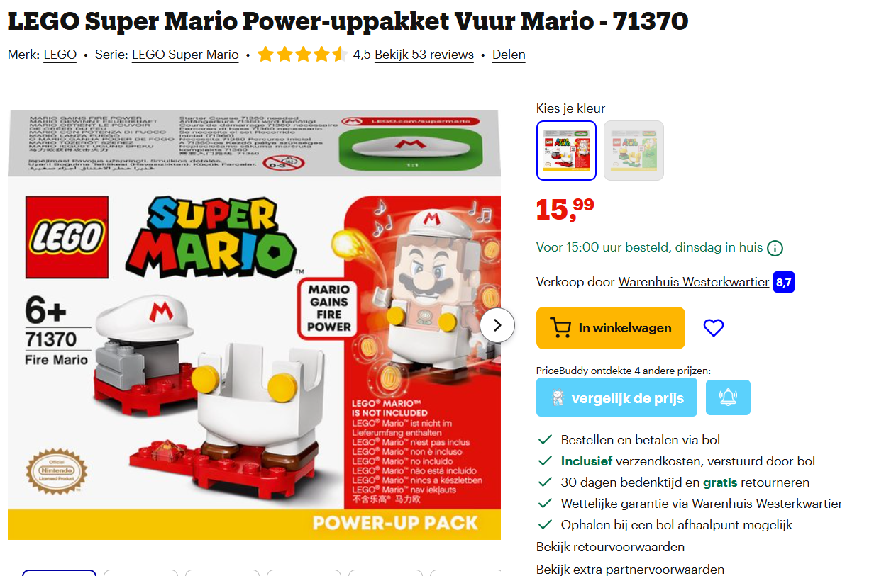 LEGO Super Mario Power-uppakket Vuur Mario - 71370