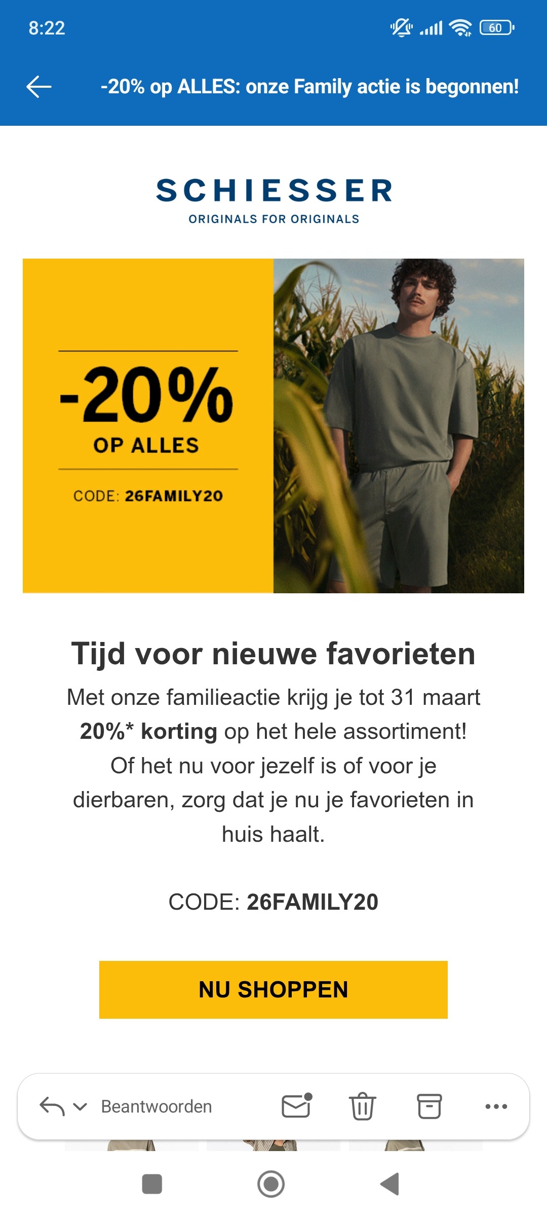 Schiesser: 20% korting