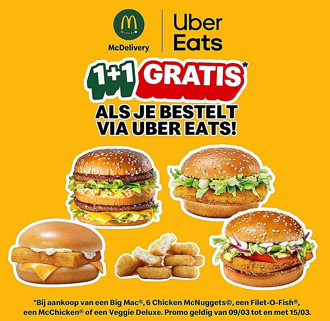 1+1 gratis bij Mc Donalds 😋