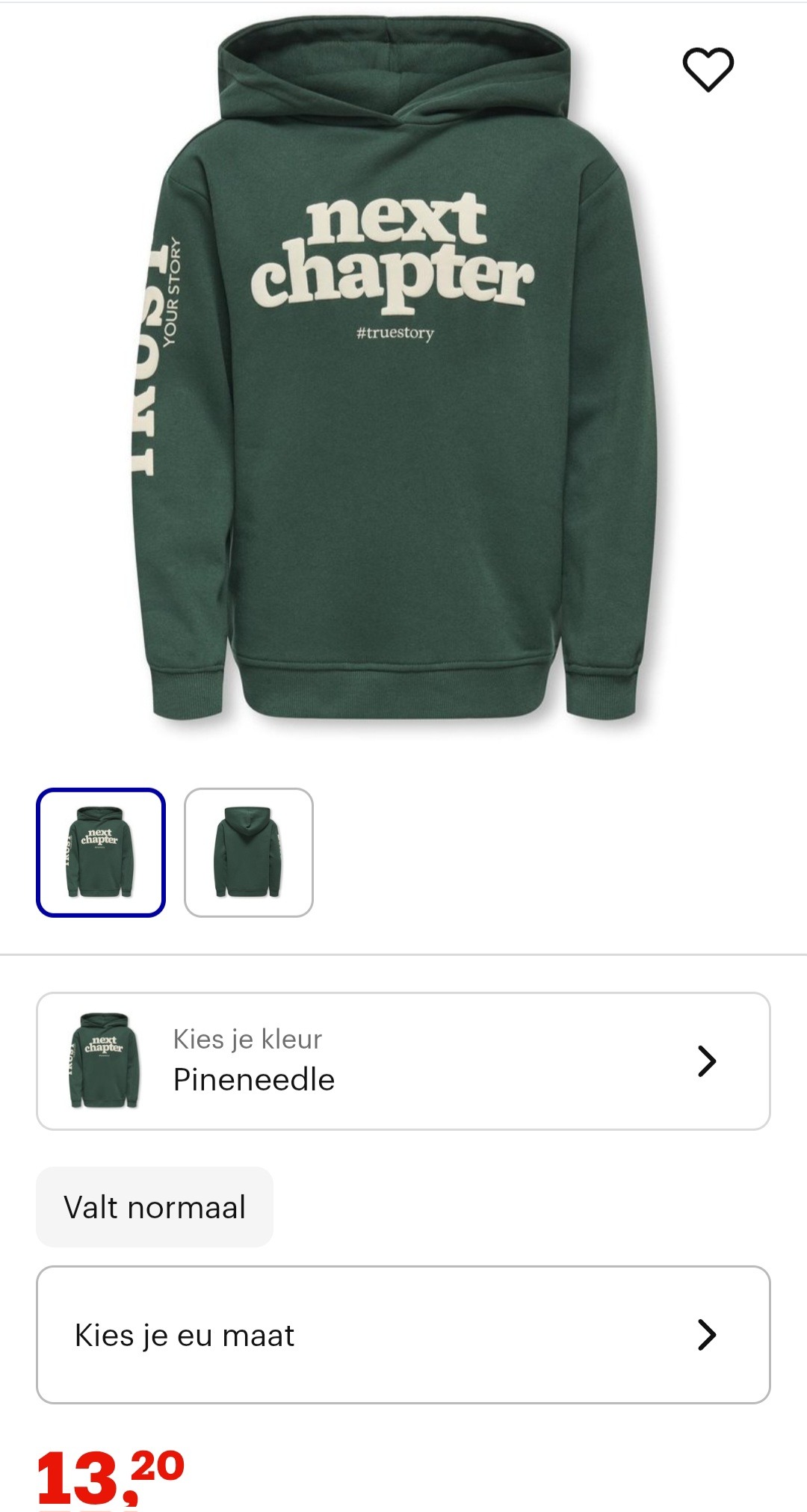 Only hoodie maat 122/128 en 134/140