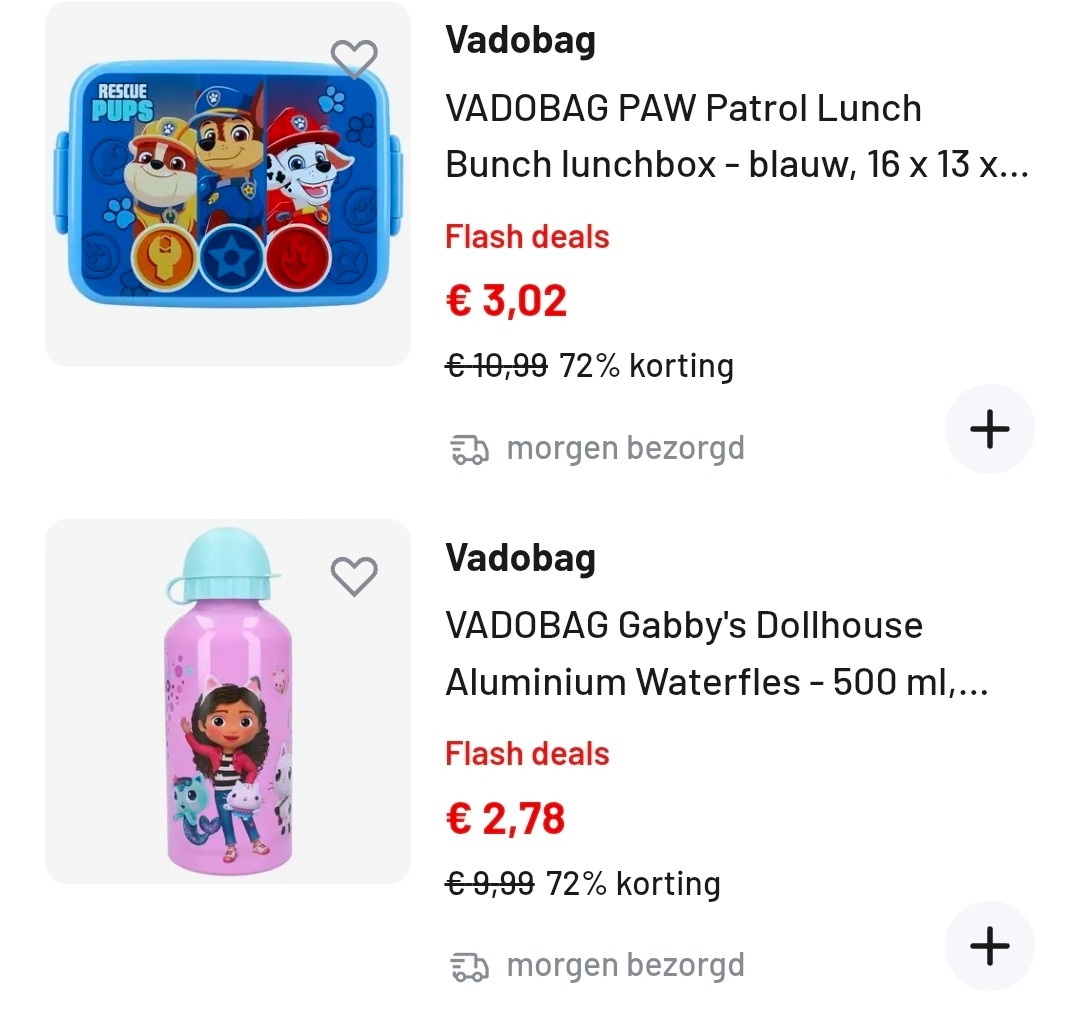 Vadobag snackdoosjes, lunchbox en waterflessen goedkoop