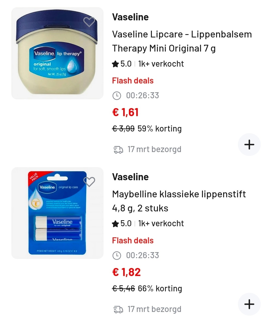 Vaseline lipverzorging tot -66%