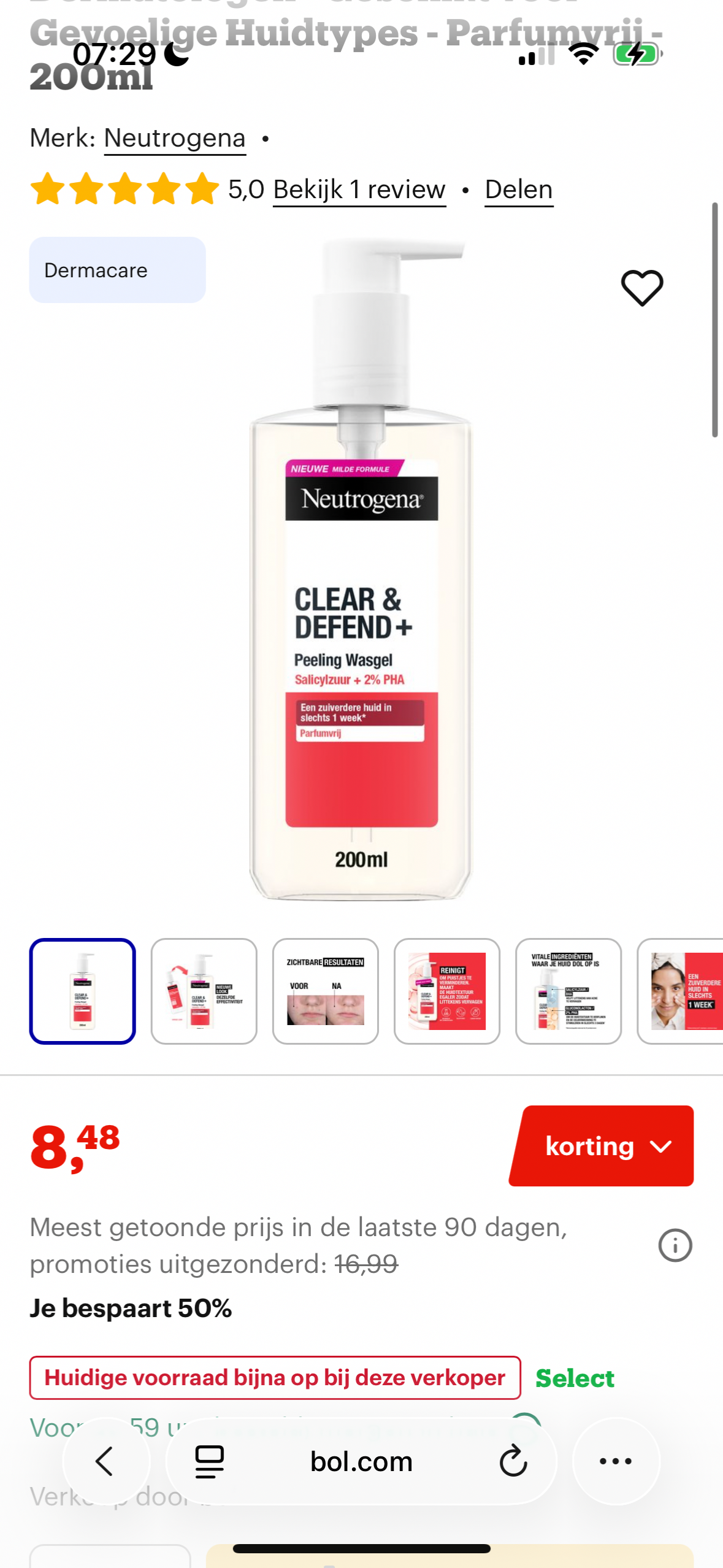 Neutrogena Clear & Defend+ Peeling Wasgel - Ontwikkeld met Dermatologen - Geschikt voor Gevoelige Huidtypes -50%