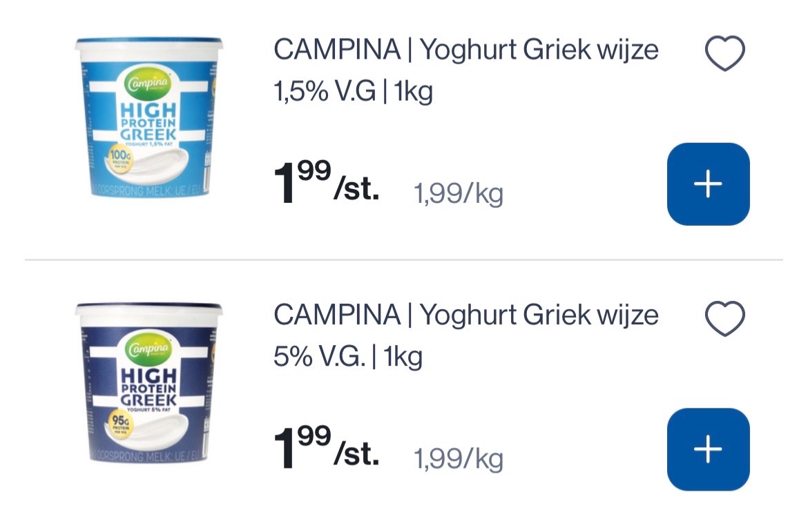 Campina Griekse yoghurt high protein voor slechts 1,99€