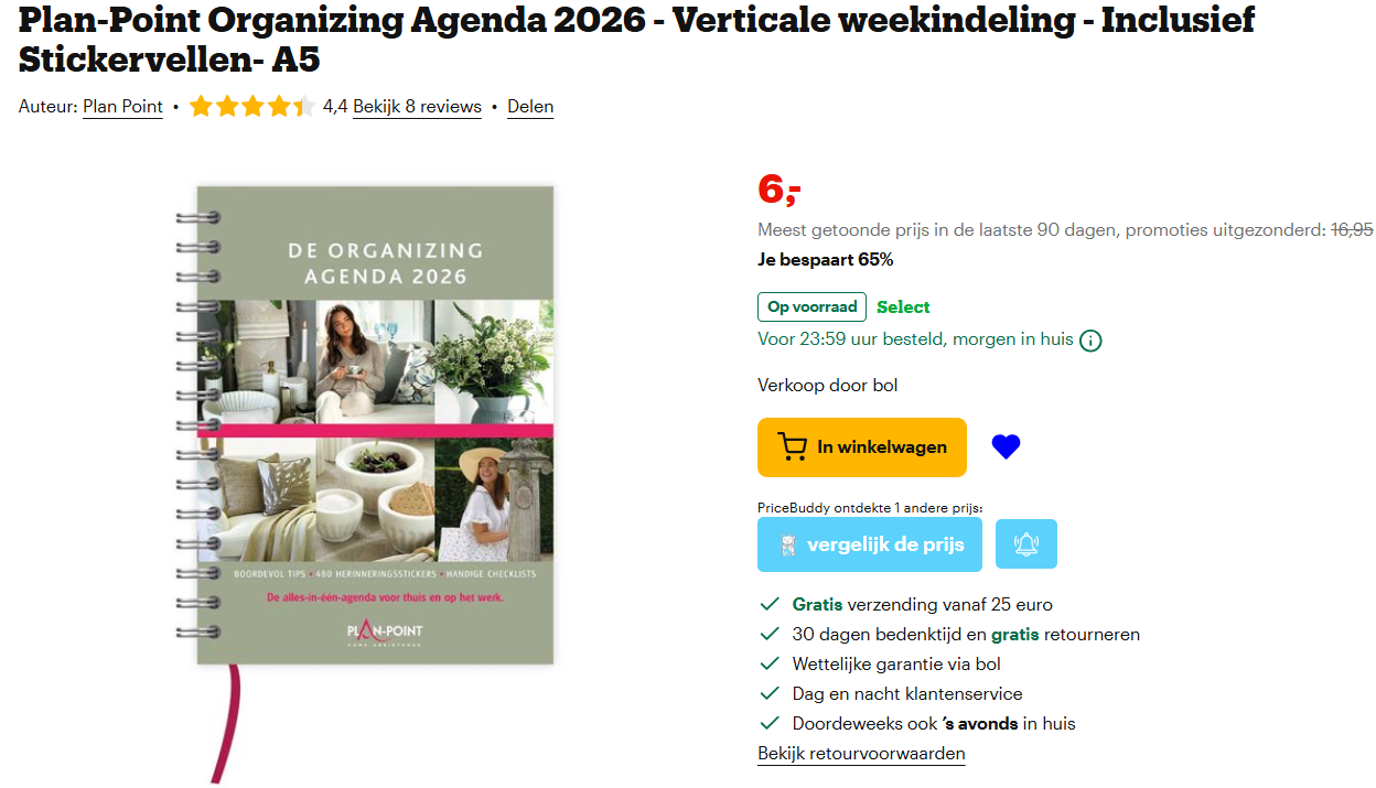 -65% Plan-Point organizer A5 2026 incl. stickervellen