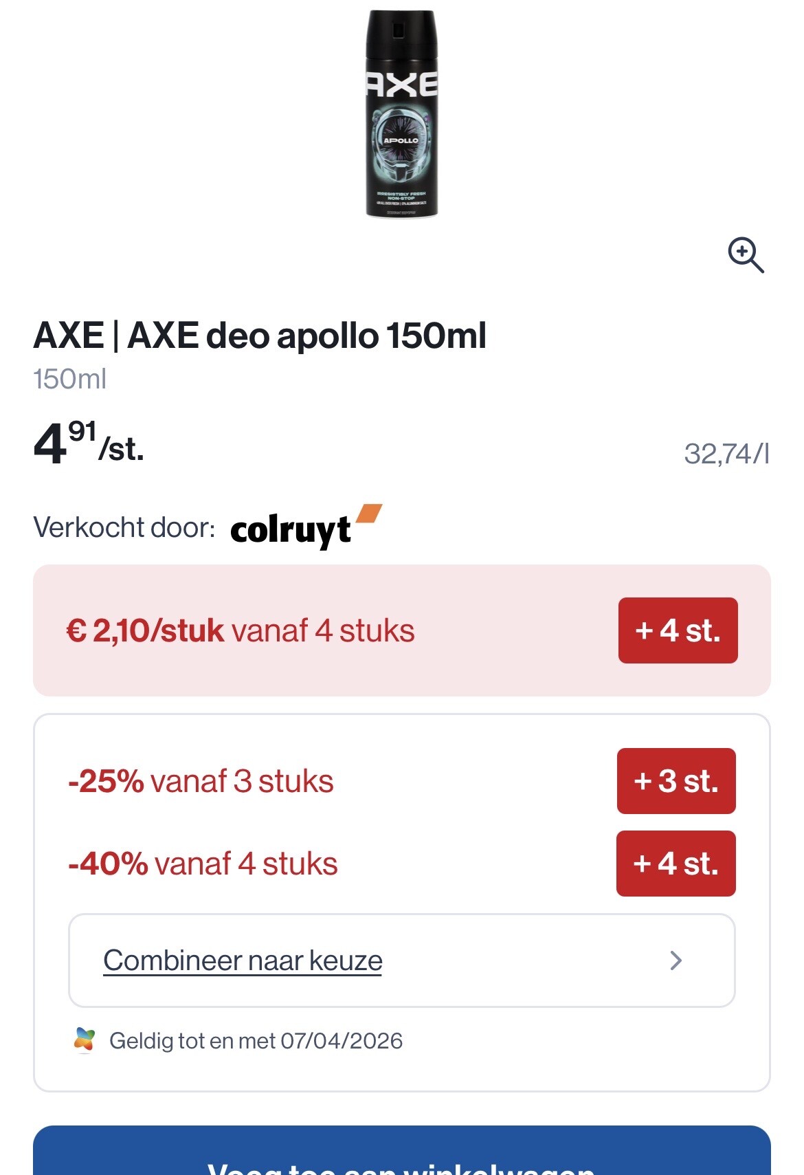 Axe deo goedkoper bij Collect en go
