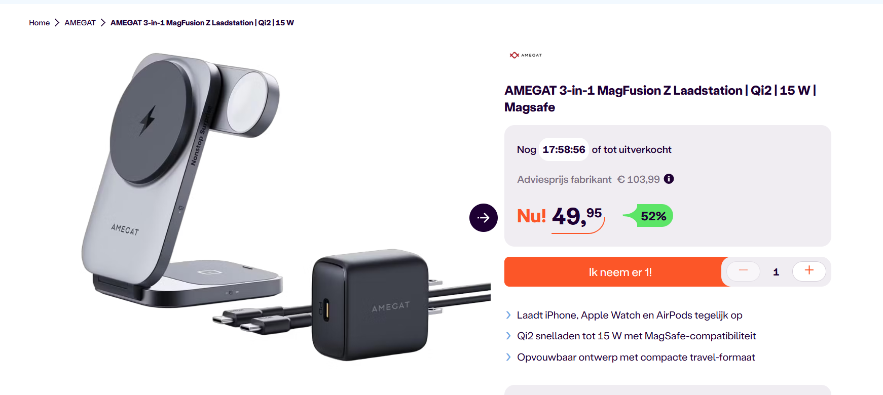 AMEGAT 3-in-1 MagFusion Z Laadstation