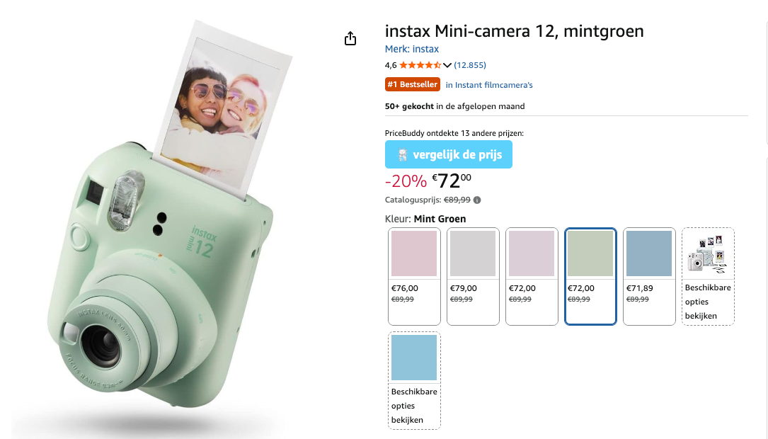 Instax camera aan 20% korting