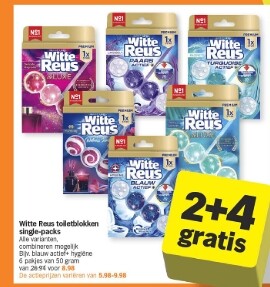 Witte reus toilet blokken 2+4 gratis bij ah