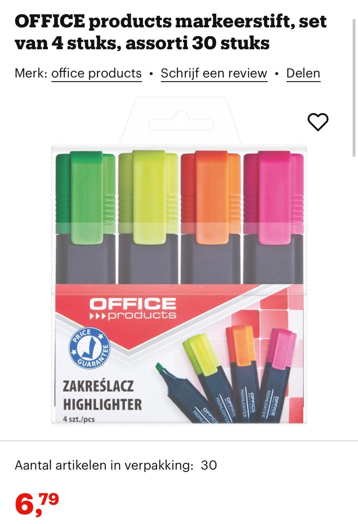 OFFICE products markeerstift, 30 stuks