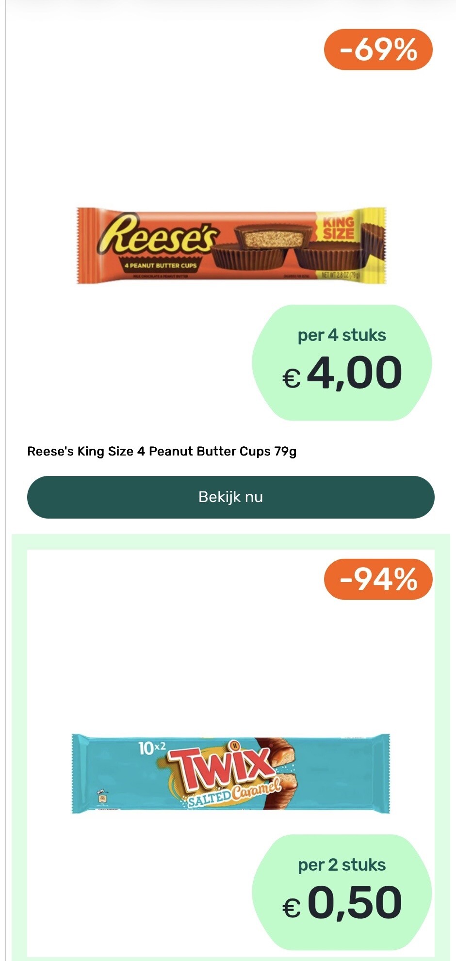 Twix -94% en Koikeya Wasabi Nori Chips -93%