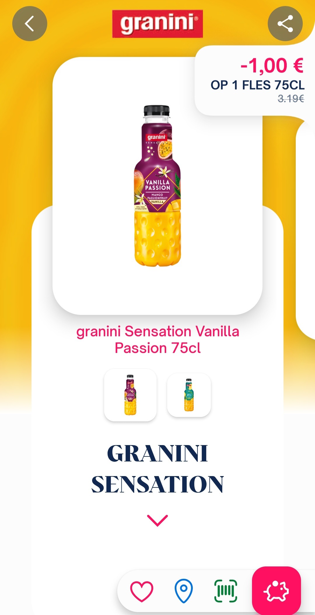 -€1 op 1 fles 75cl granini sensation