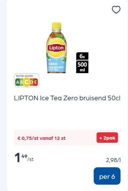 Lipton Ice tea original en ice tea zero bruisend 50 cl -50%
