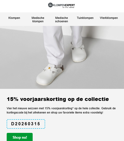 15% korting bij Klompenexpert