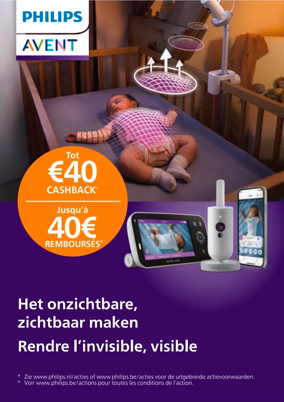 Tot €40 cashback op Philips Avent babyfoon of borstkolf
