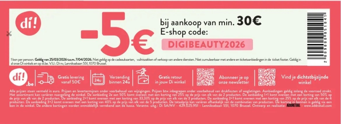 -5,00€ bij min 30€ bij di