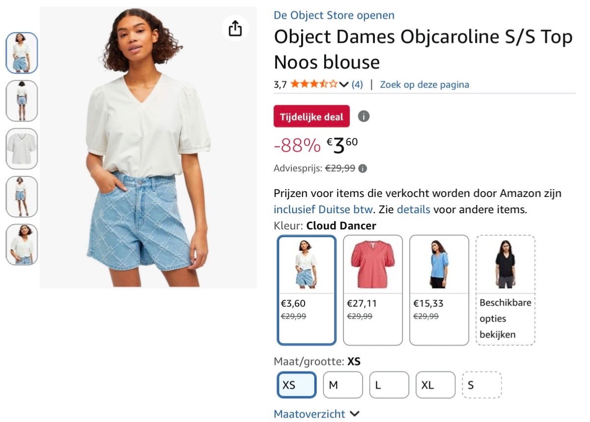 Objcaroline S/S Top Noos blouse XS -88%