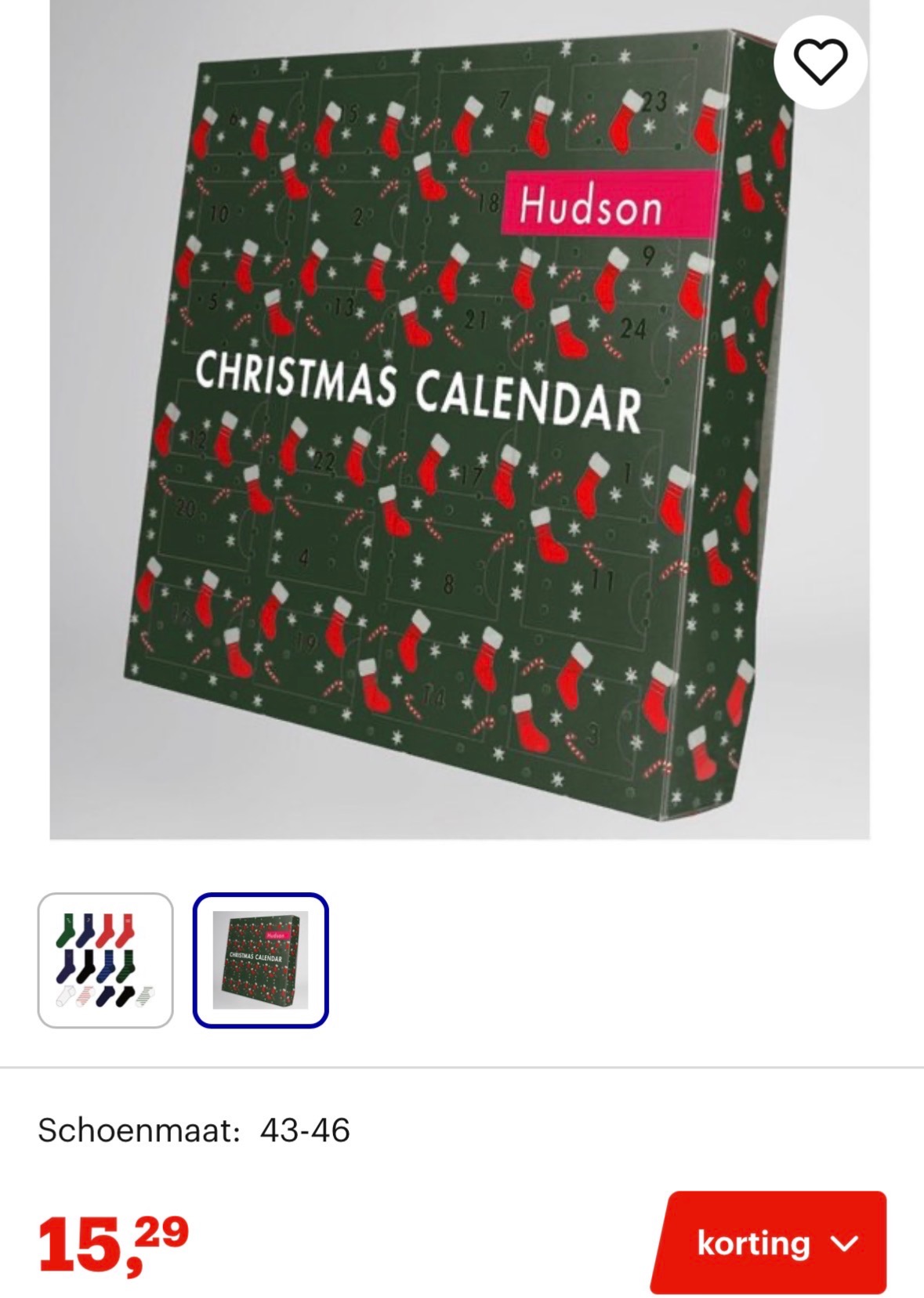 Hudson kerst sokken kalender