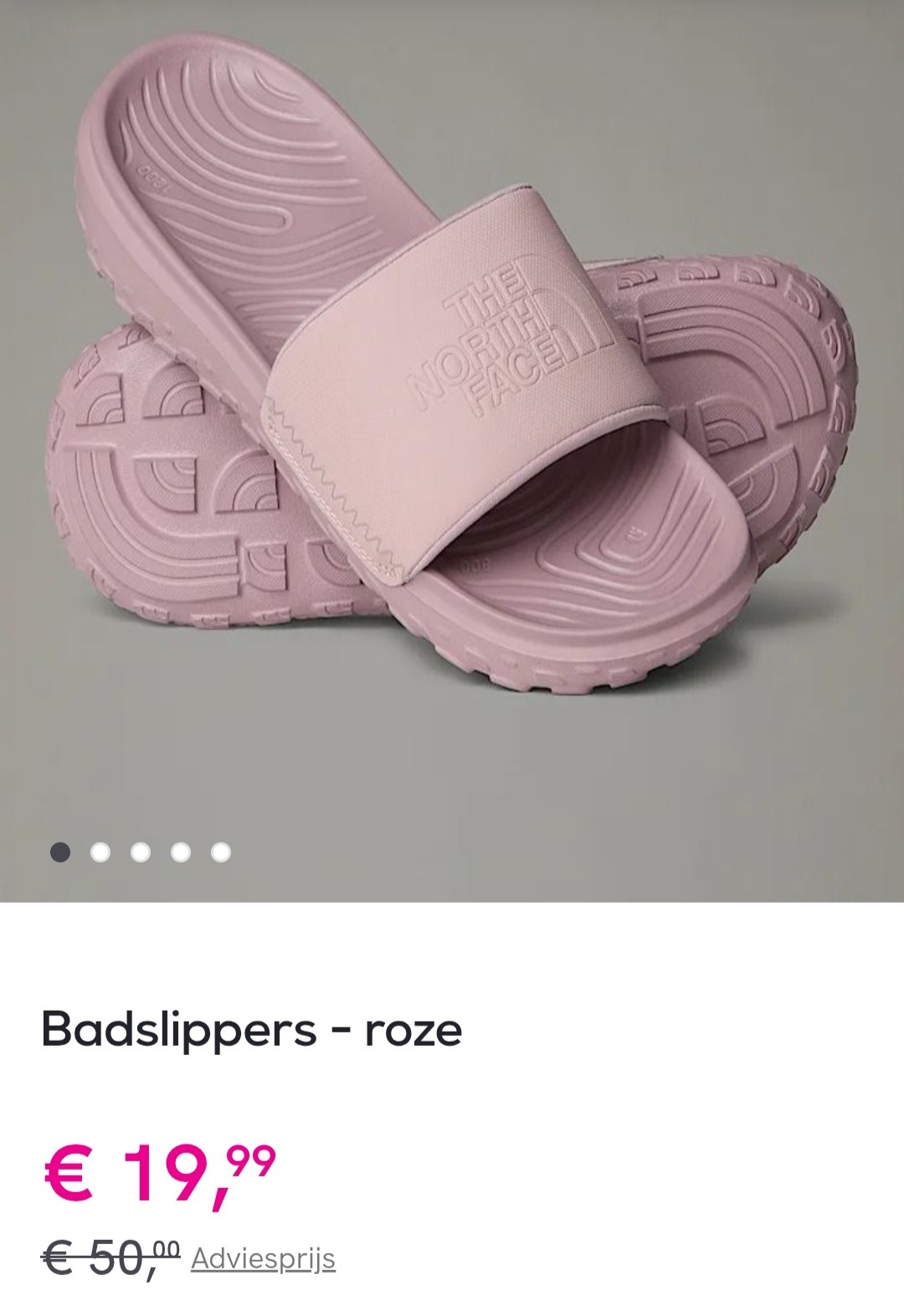 The north face badslippers roze maat 40