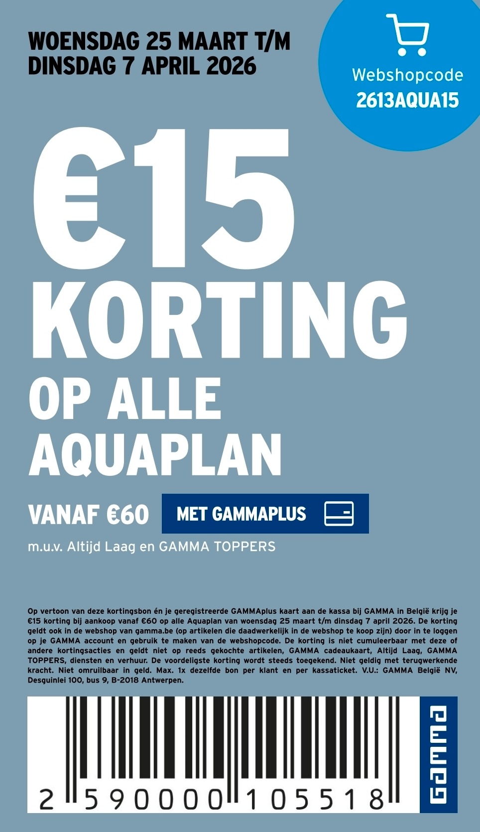 Tot €15 korting op Aquaplan bij GAMMA