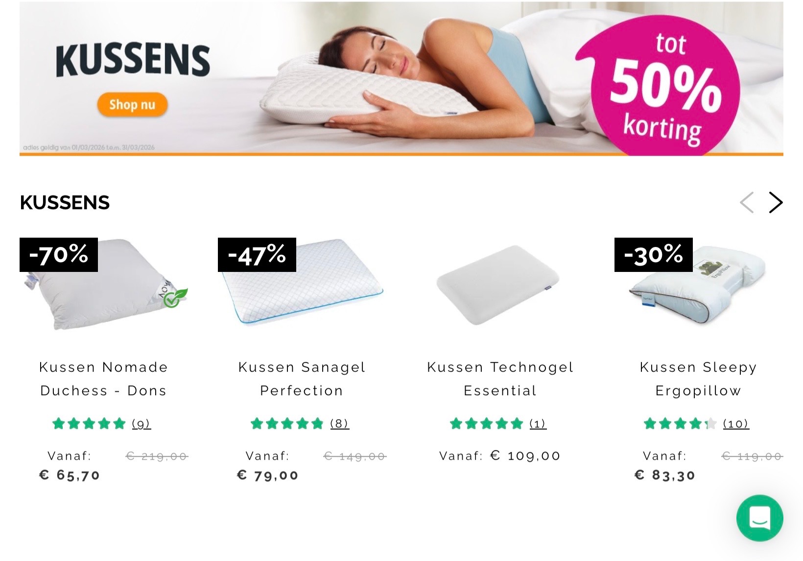 Matrassen, hotelbed, kussens tot -70%