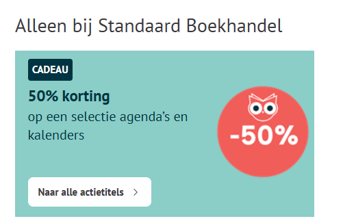 50% korting op selectie van kalenders en agenda's bij Standaard Boekhandel