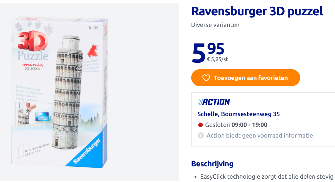 3D puzzels Ravensborger bij Action