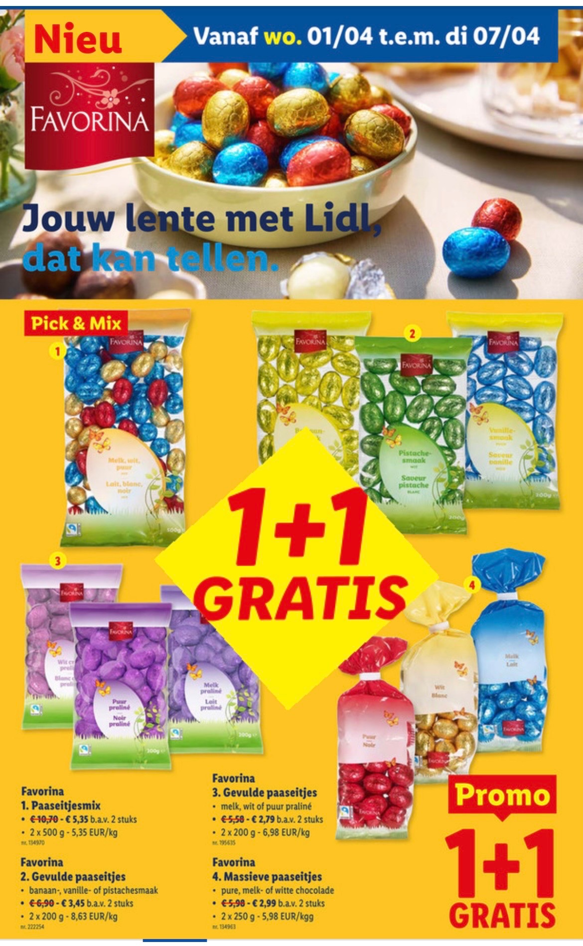 Paaseitjes 1+1 gratis bij Lidl