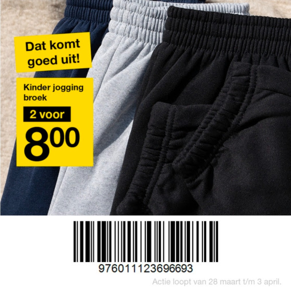Kinder joggingbroek 2 voor 8 euro