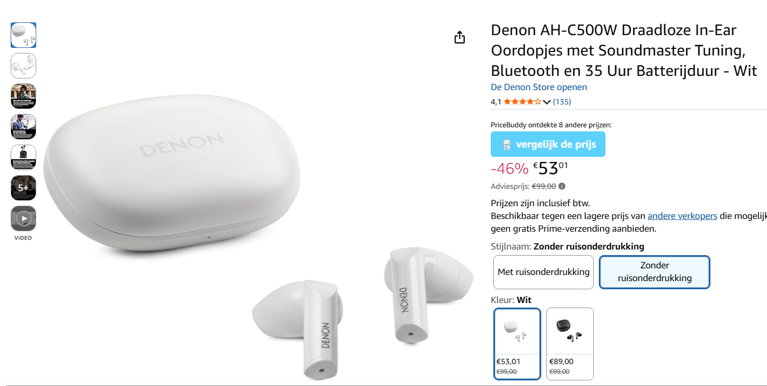 In-Ear Oordopjes Denon AH-C500W