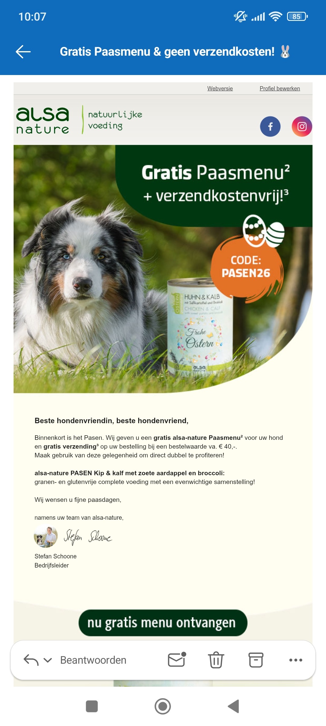 Gratis verzending en gratis paasmenu bij alsa-natura