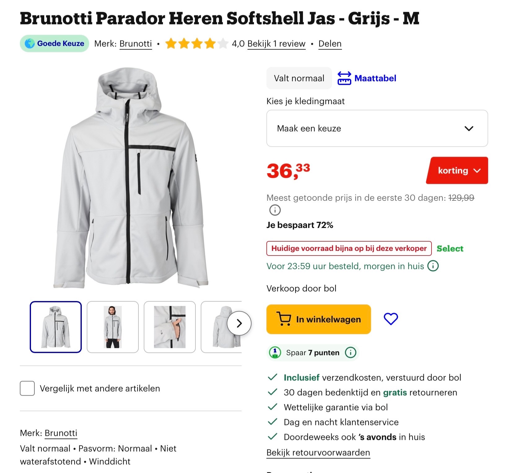 Brunotti Parador Heren Softshell Jas - Grijs - M -72%