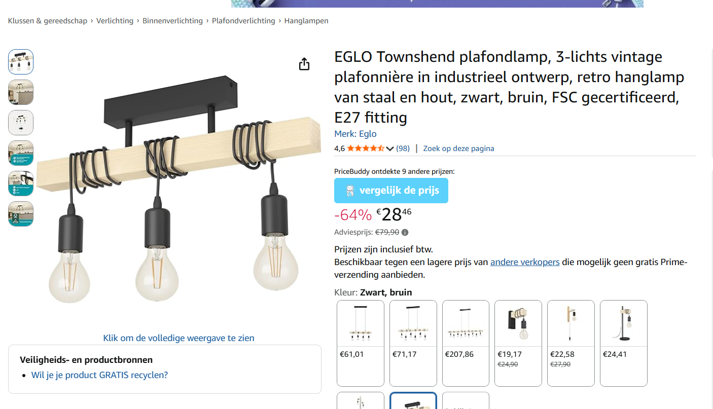 EGLO Townshend plafondlamp, 3-lichts